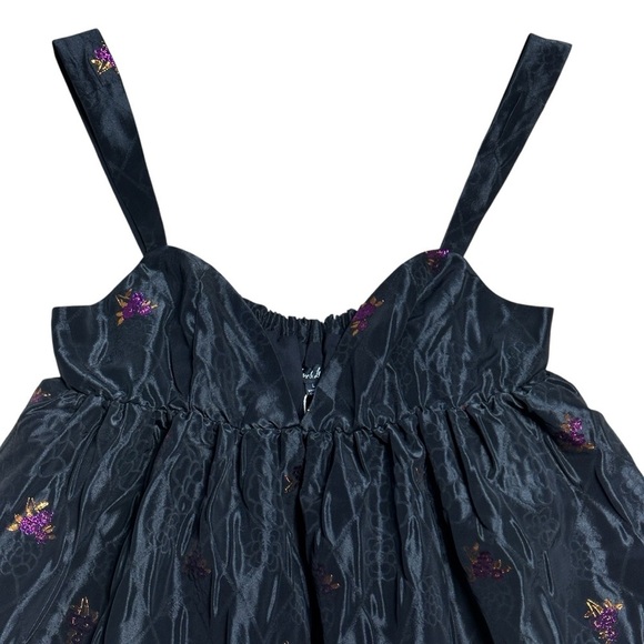 For Love & Lemons Black Floral Sachi Mini Dress Womens L - Picture 3 of 9